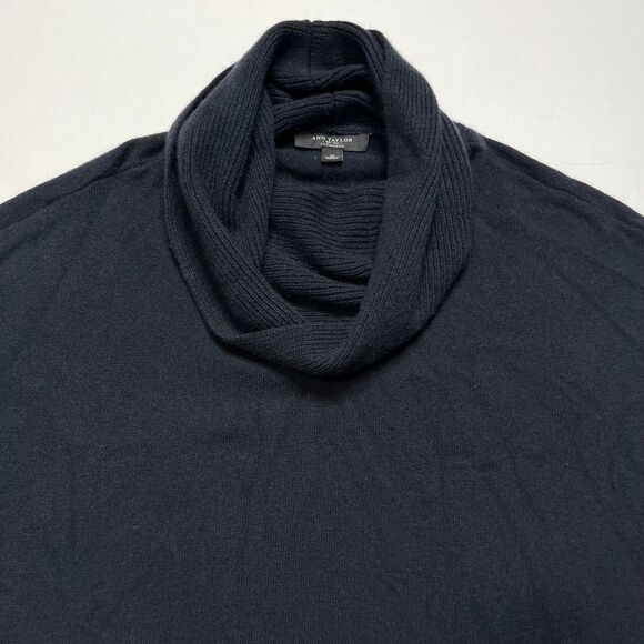 Ann Taylor Womens Navy Blue Cashmere Sweater Cowl Neck Dolman Sleeve Medium - Picture 2 of 4